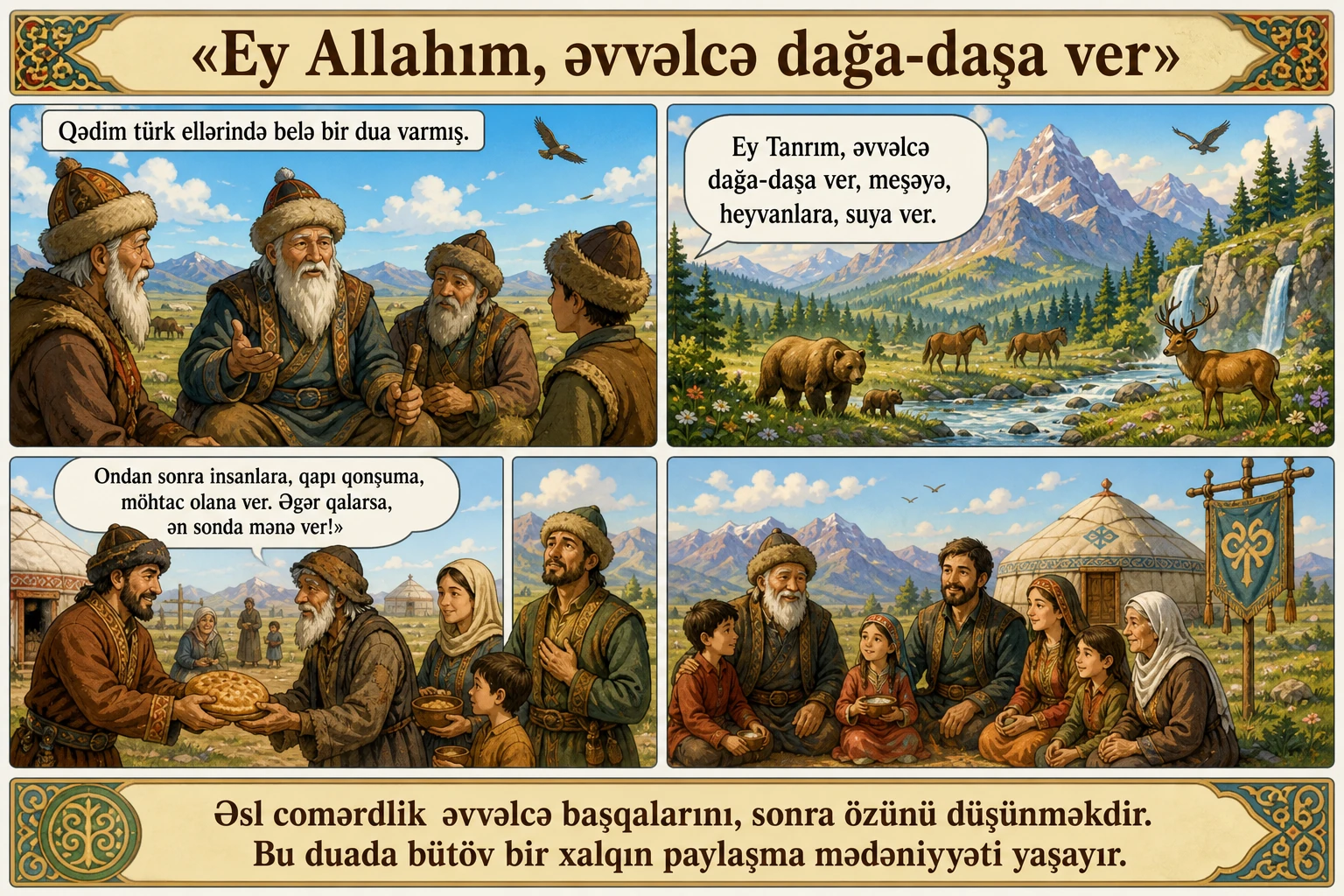 Ey Allahım, əvvəlcə dağa-daşa ver illüstrasiyası