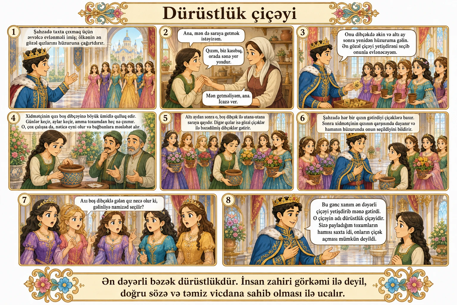 Dürüstlük çiçəyi illüstrasiyası