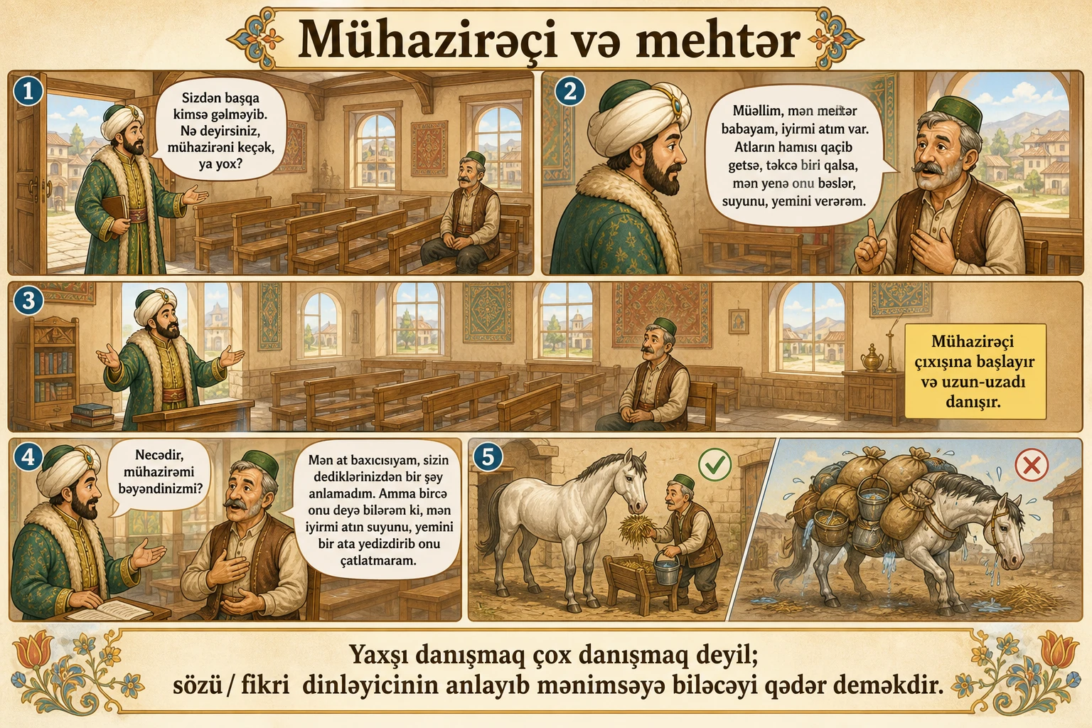 Mühazirəçi və mehtər illüstrasiyası