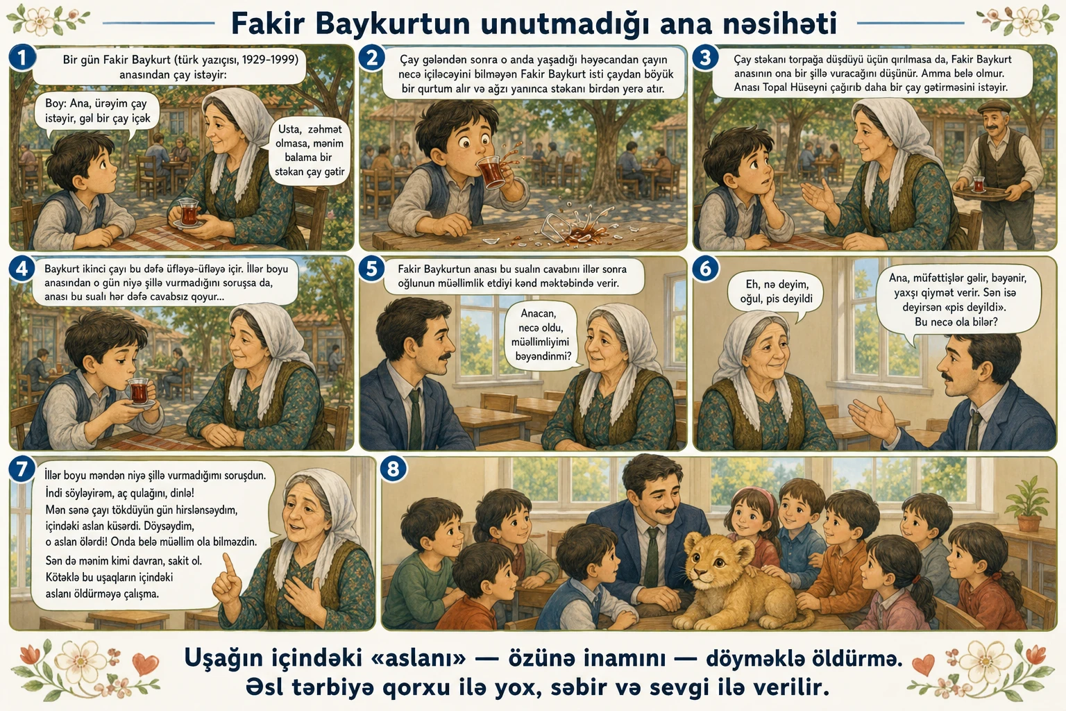 Fakir Baykurtun unutmadığı ana nəsihəti illüstrasiyası