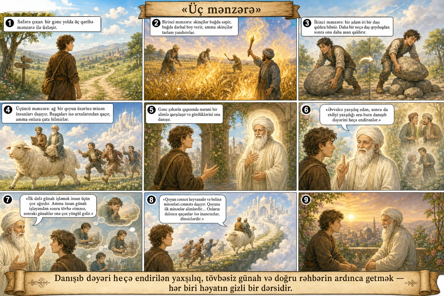 Üç mənzərə illüstrasiyası