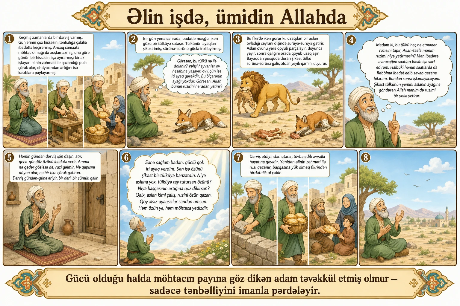 Əlin işdə, ümidin Allahda illüstrasiyası