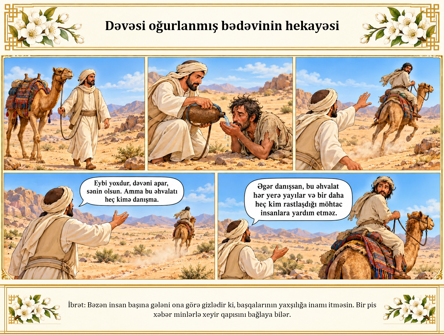 Dəvəsi oğurlanmış bədəvinin hekayəsi illüstrasiyası