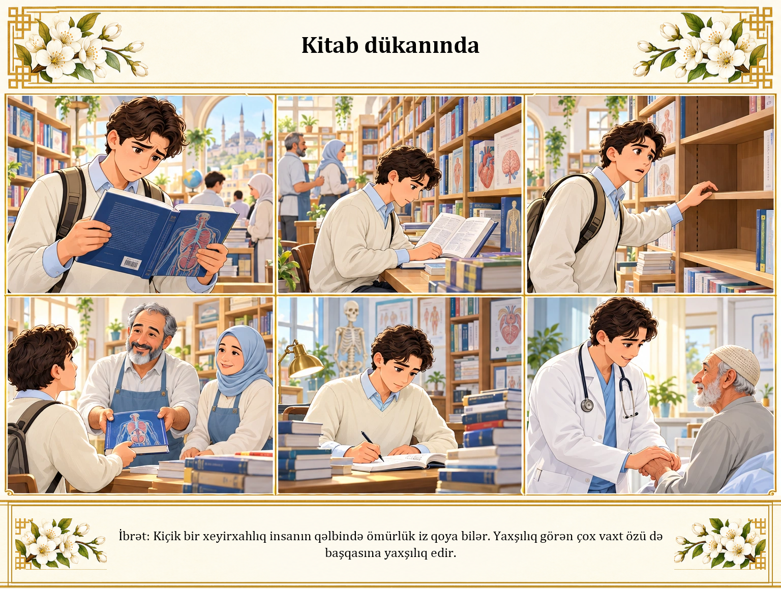 Kitab dükanında illüstrasiyası