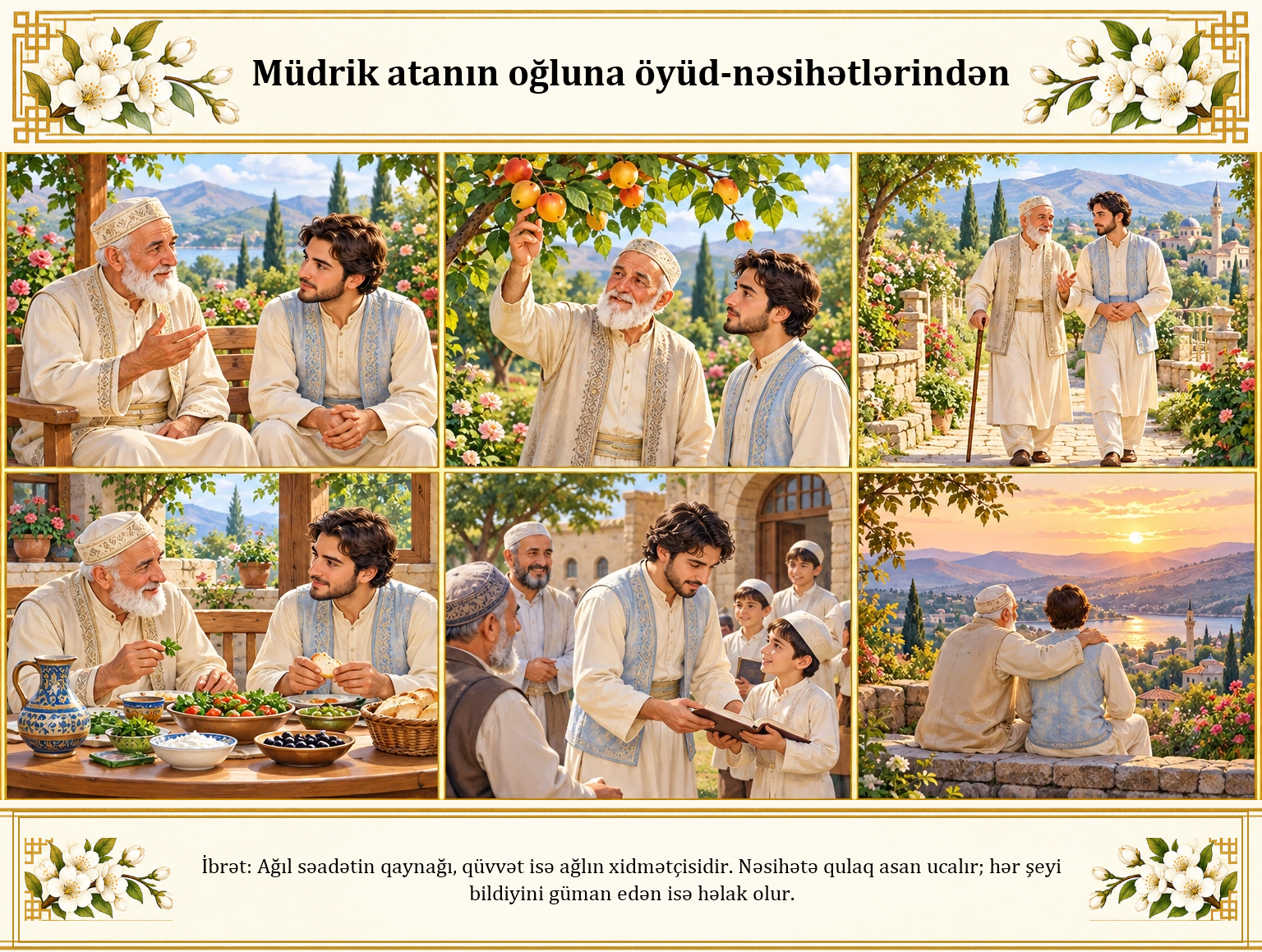 Müdrik atanın oğluna öyüd-nəsihətlərindən illüstrasiyası
