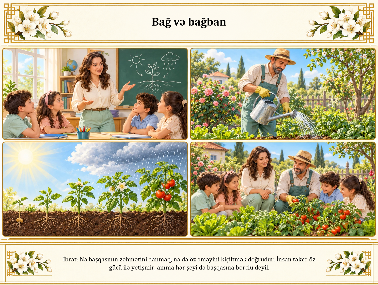 Bağ və bağban illüstrasiyası