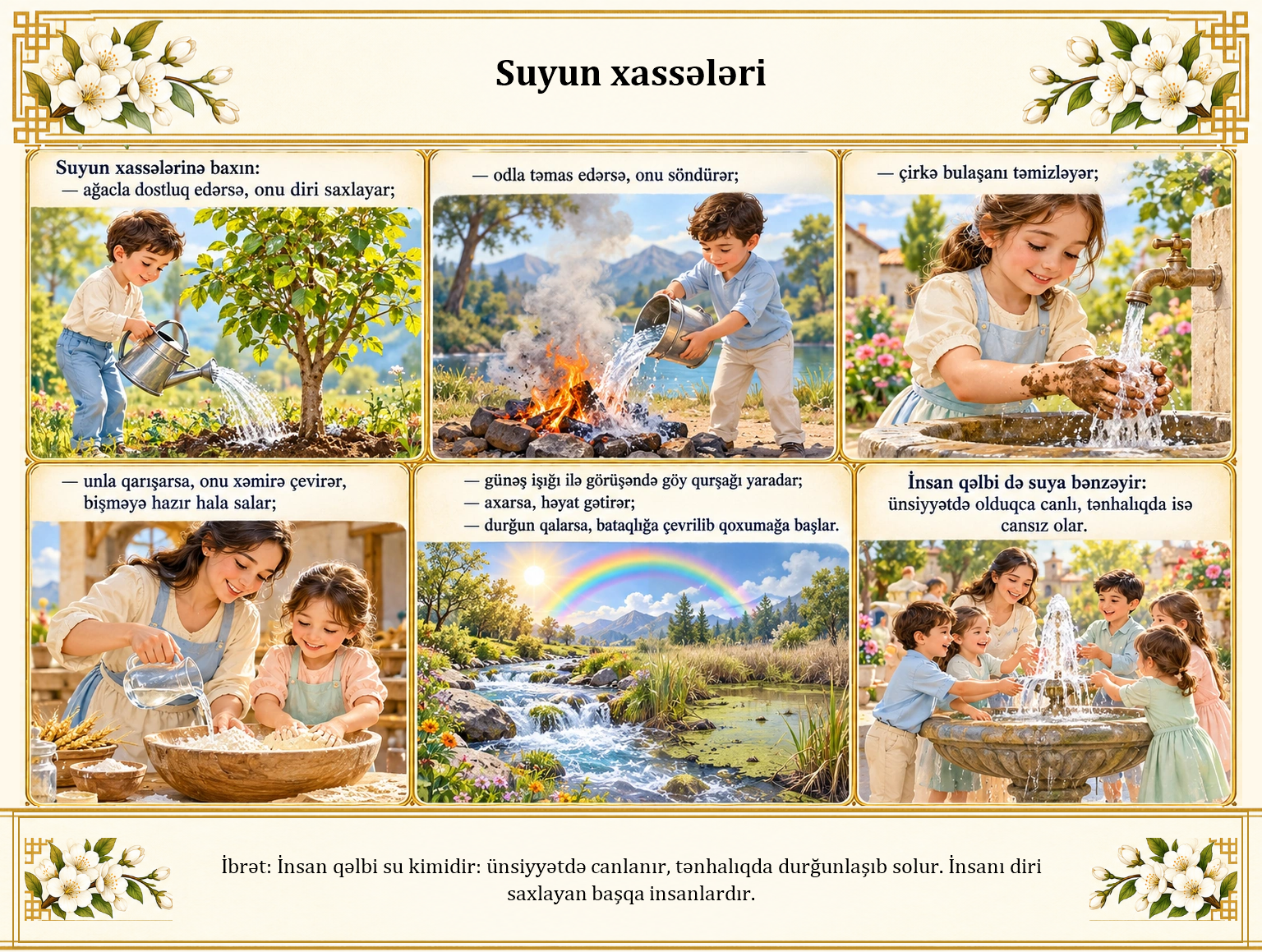 Suyun xassələri illüstrasiyası