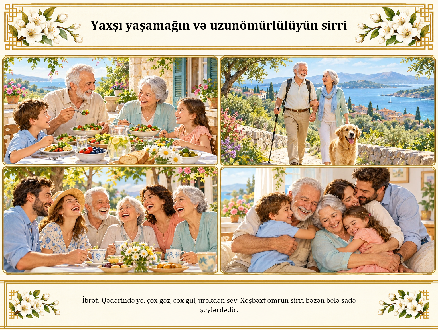 Yaxşı yaşamağın və uzunömürlülüyün sirri illüstrasiyası