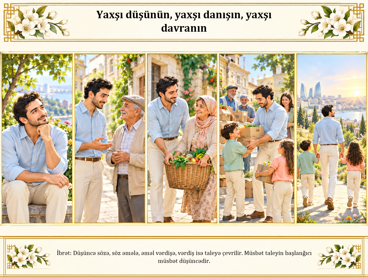 Yaxşı düşünün, yaxşı danışın, yaxşı davranın illüstrasiyası