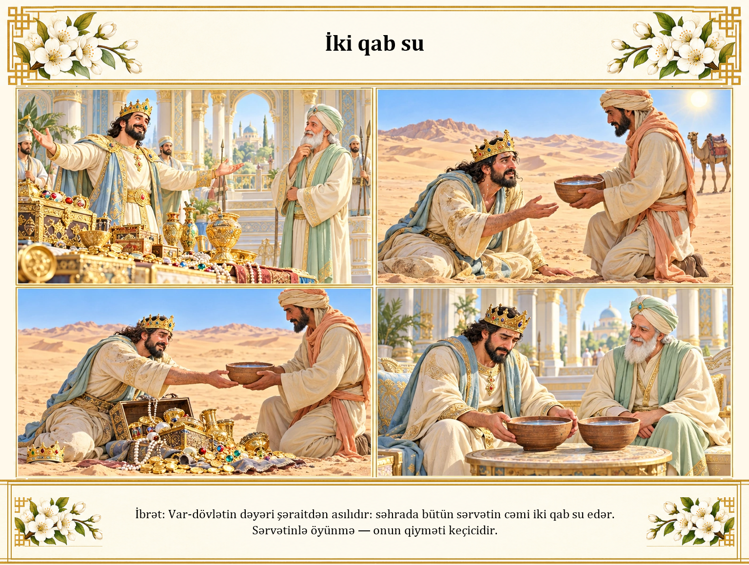 İki qab su illüstrasiyası