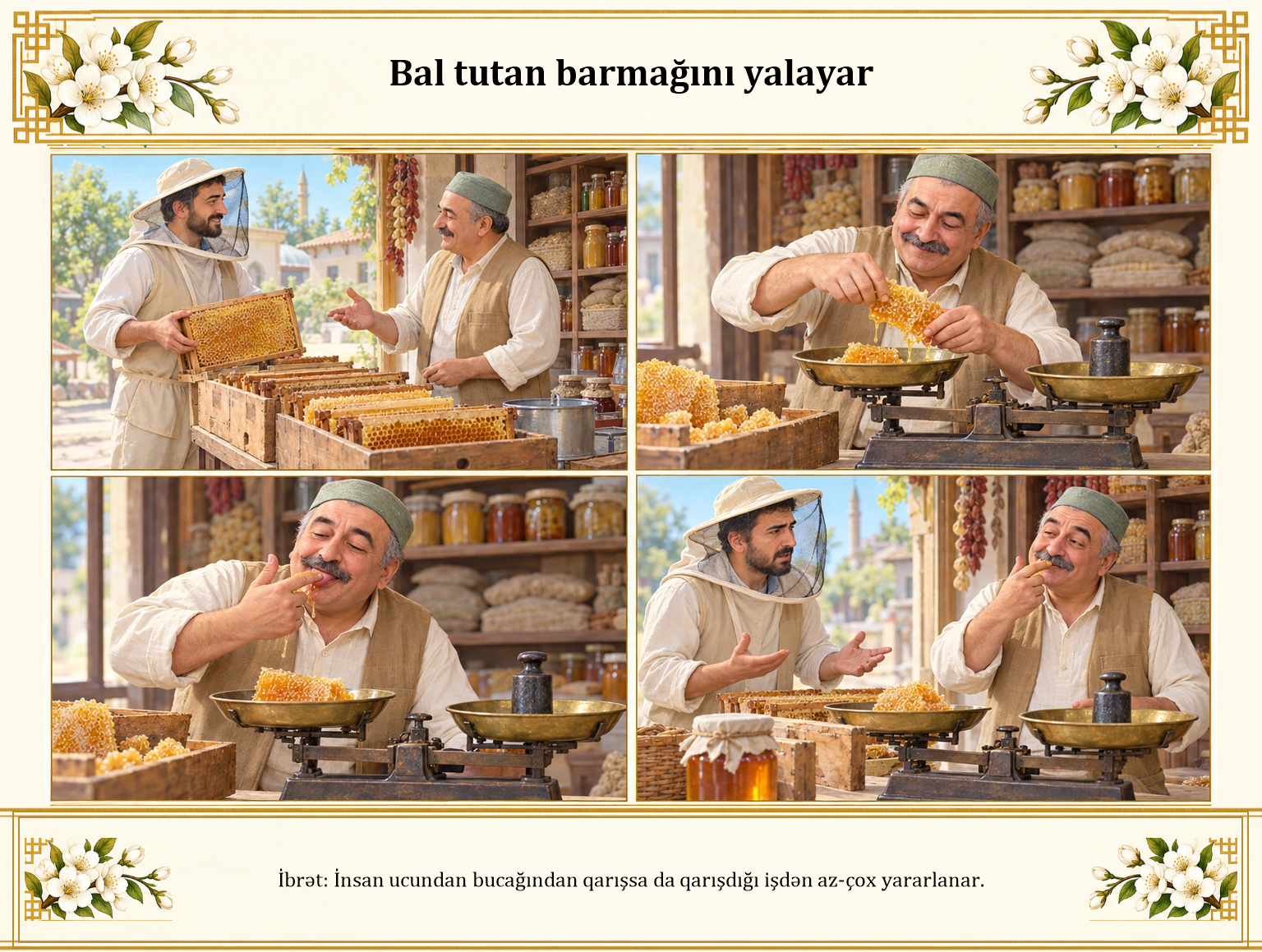 Bal tutan barmağını yalayar illüstrasiyası