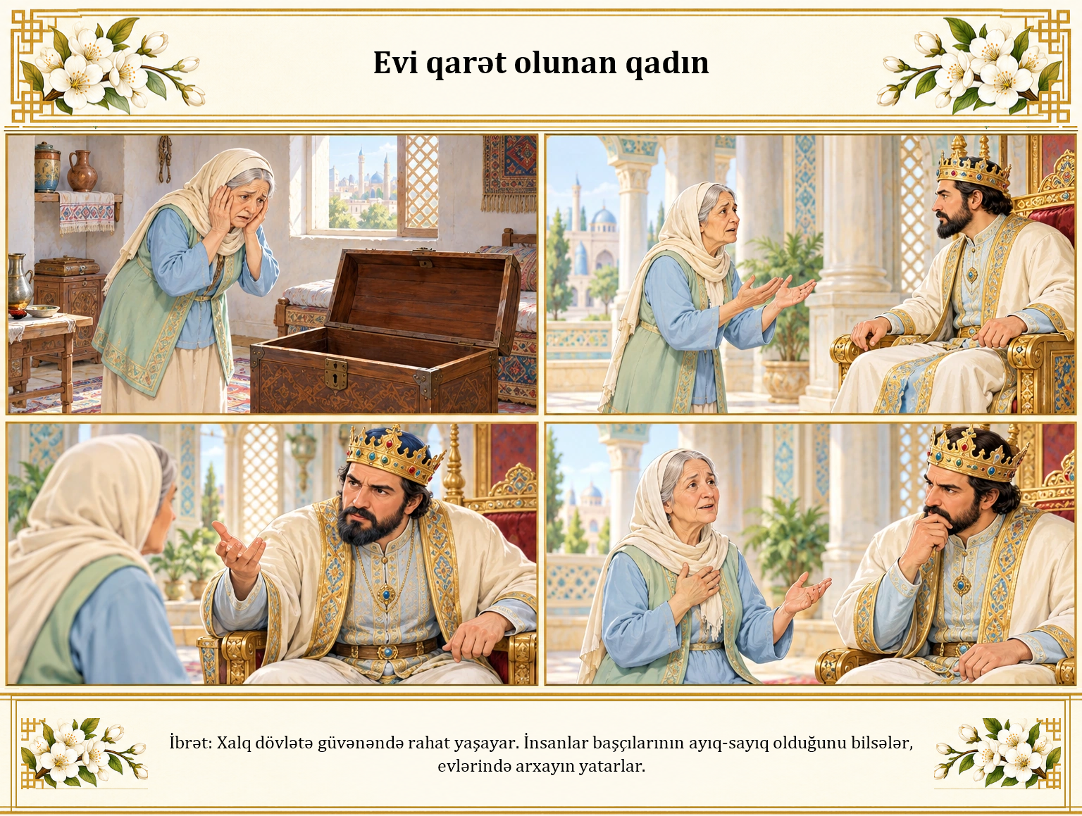 Evi qarət olunan qadın illüstrasiyası