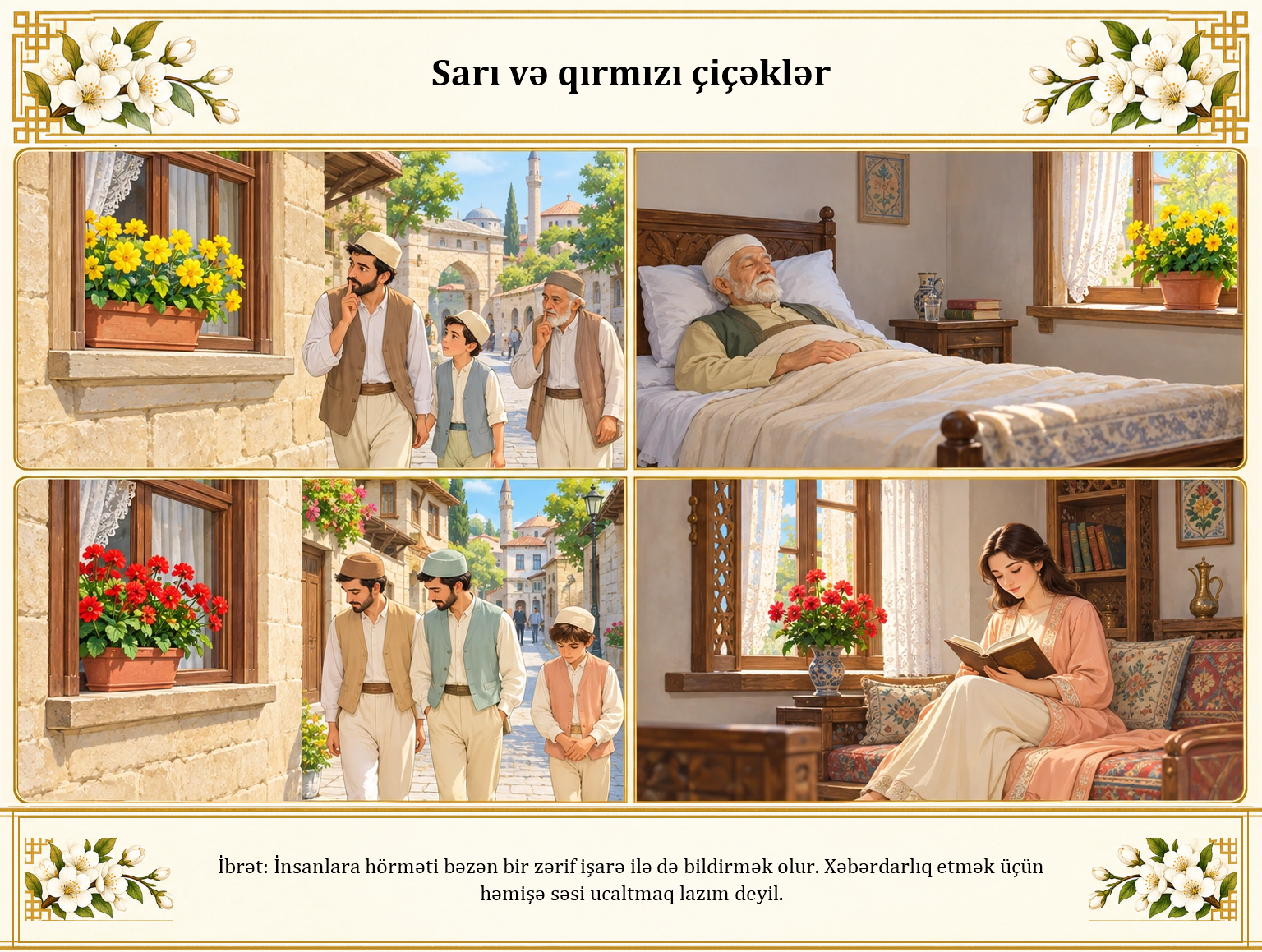 Sarı və qırmızı çiçəklər illüstrasiyası