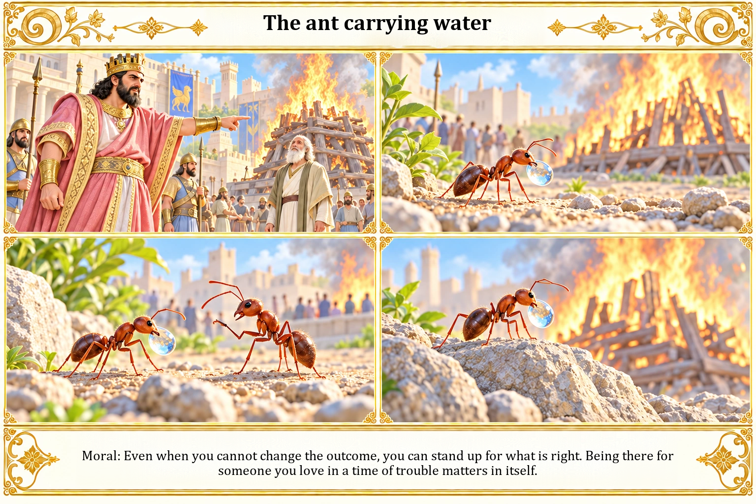 Illustration of The Ant Carrying Water
