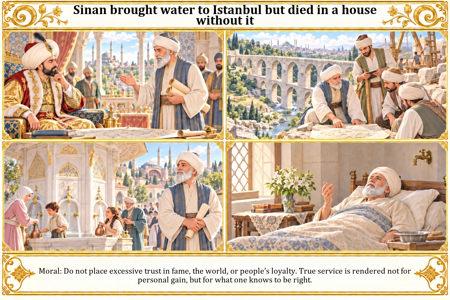 Illustration of Sinan Brought Water to Istanbul but Died in a House Without It