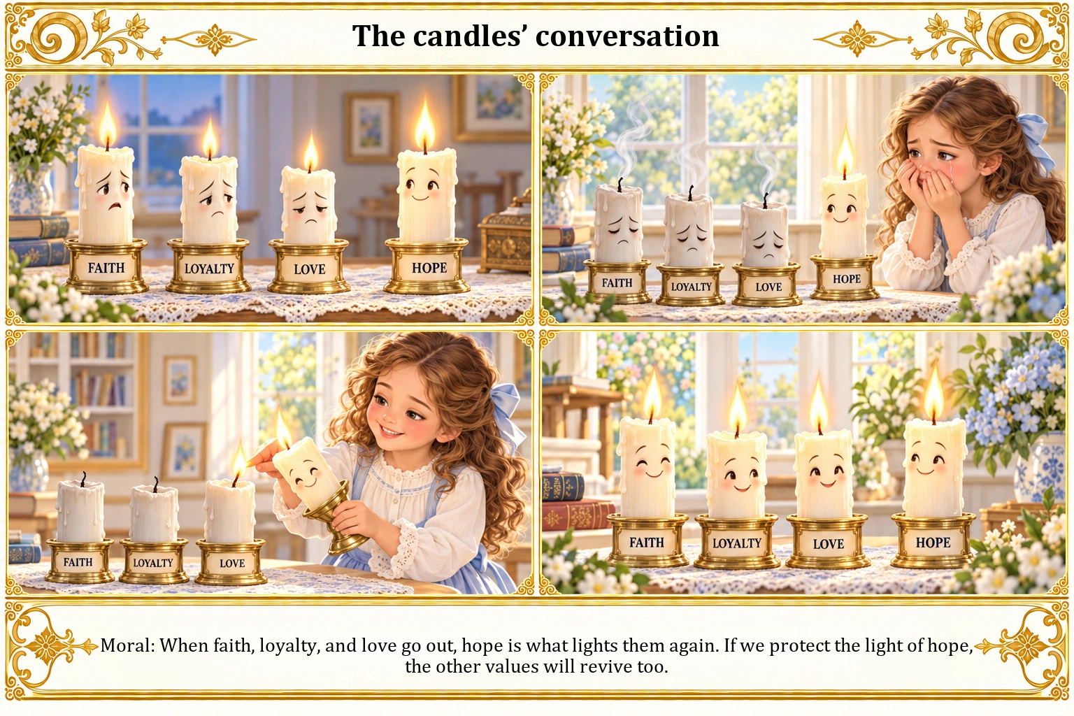 Illustration of The Candles’ Conversation