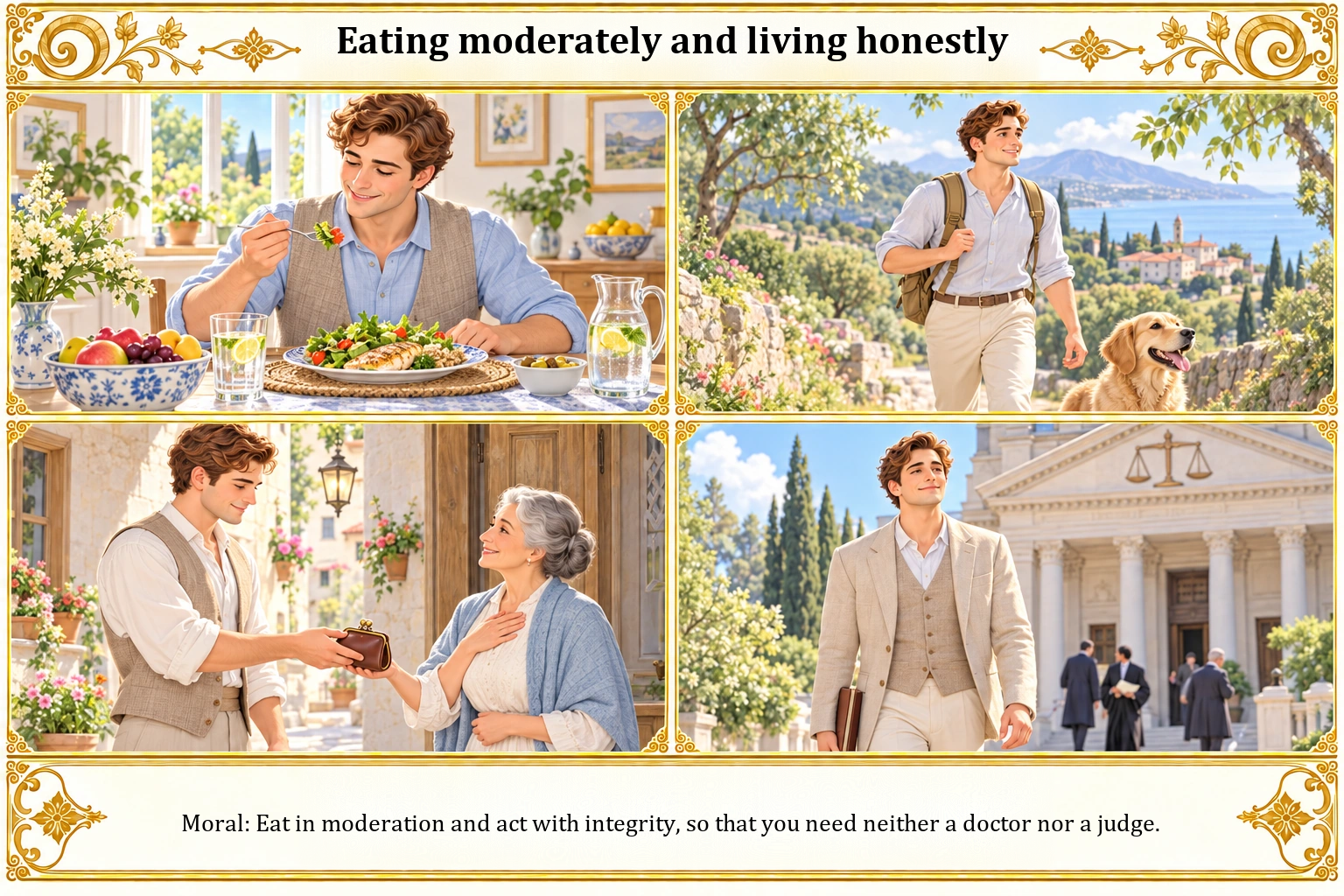 Illustration of Eating Moderately and Living Honestly
