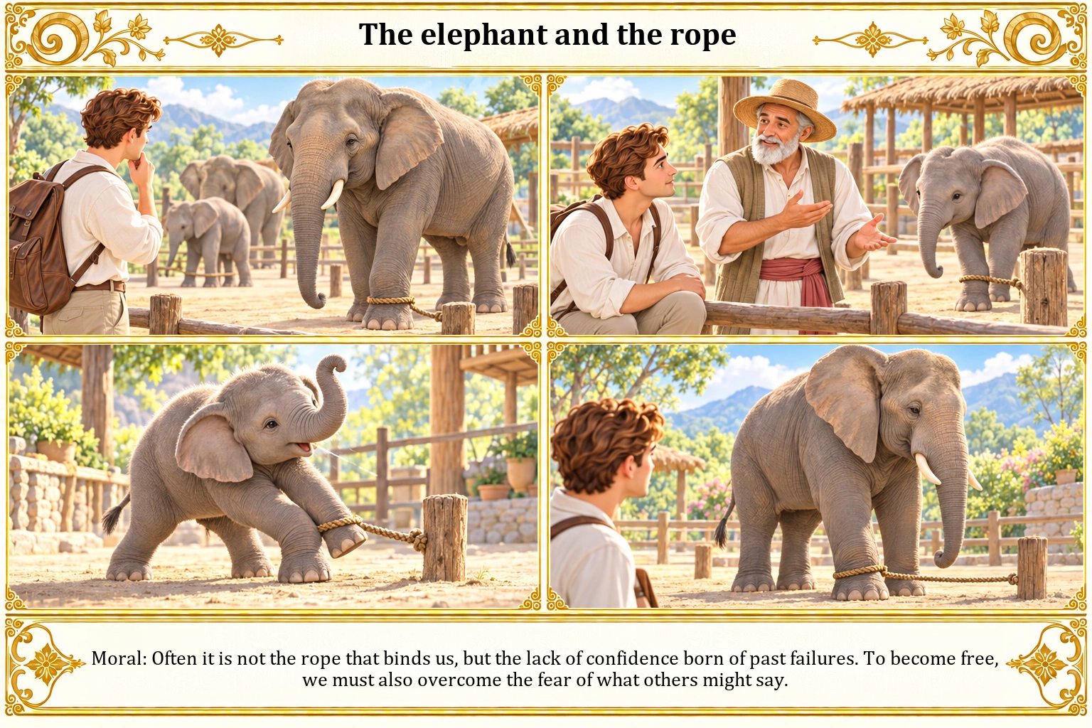 Illustration of The Elephant and the Rope