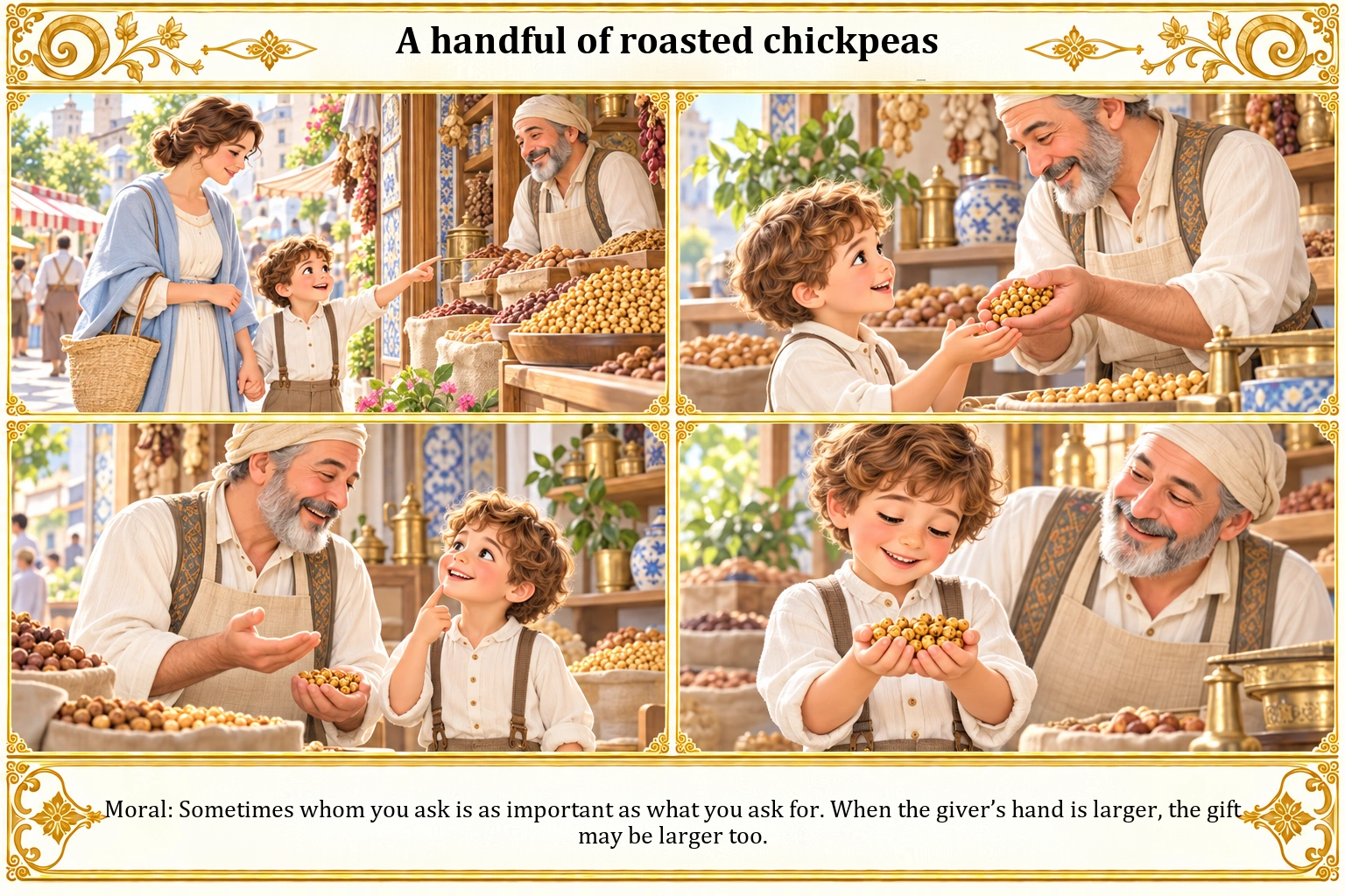 Illustration of A Handful of Roasted Chickpeas