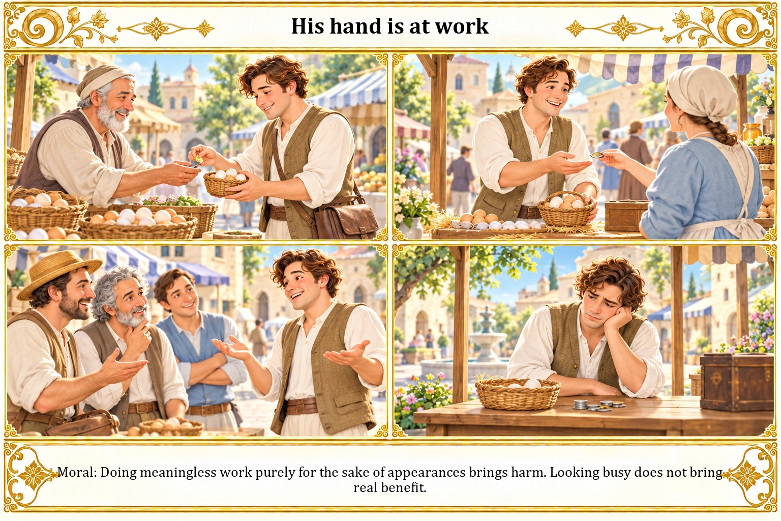 Illustration of His Hand Is at Work