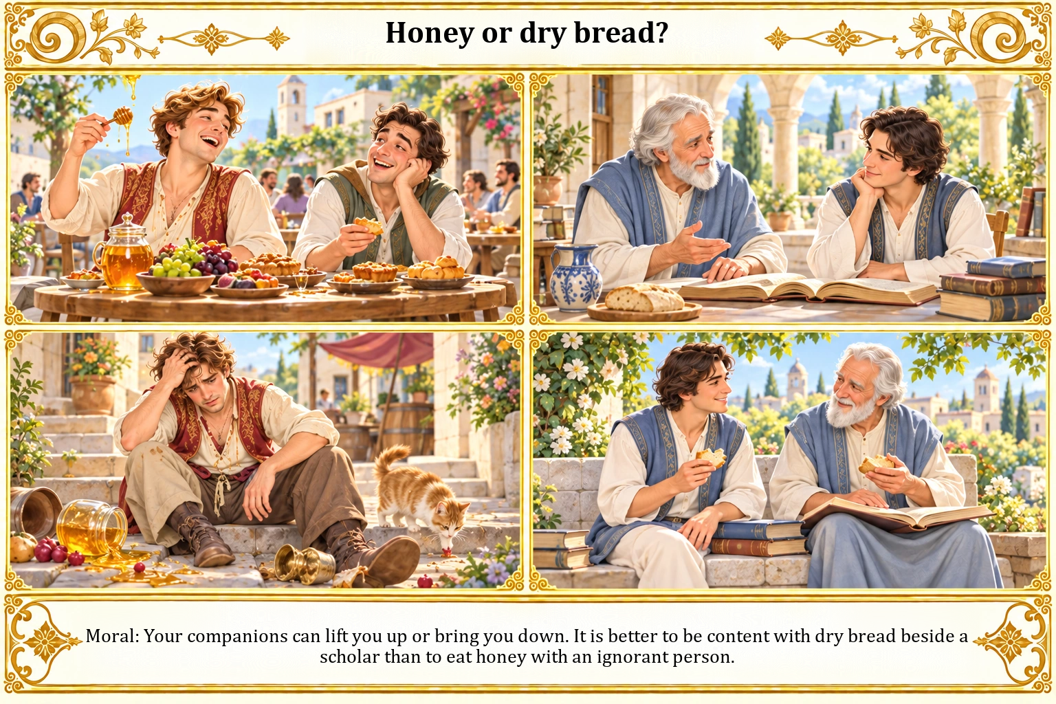 Illustration of Honey or Dry Bread?