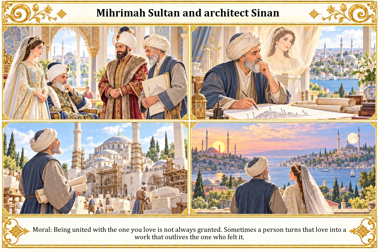 Illustration of Mihrimah Sultan and Architect Sinan