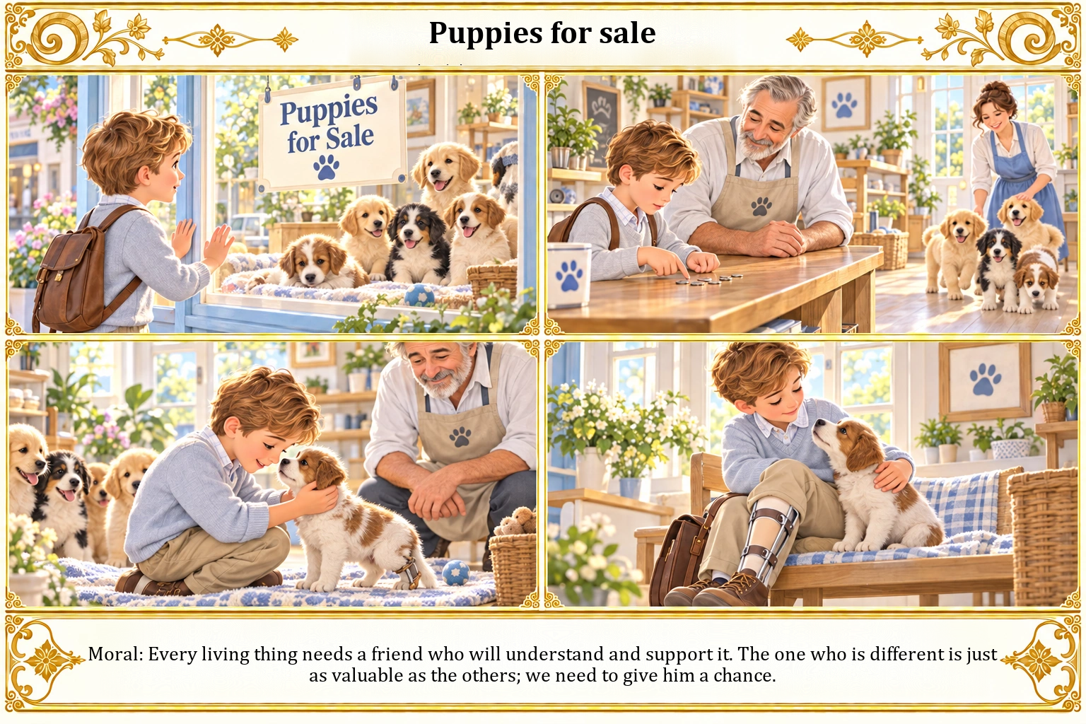 Illustration of Puppies for Sale