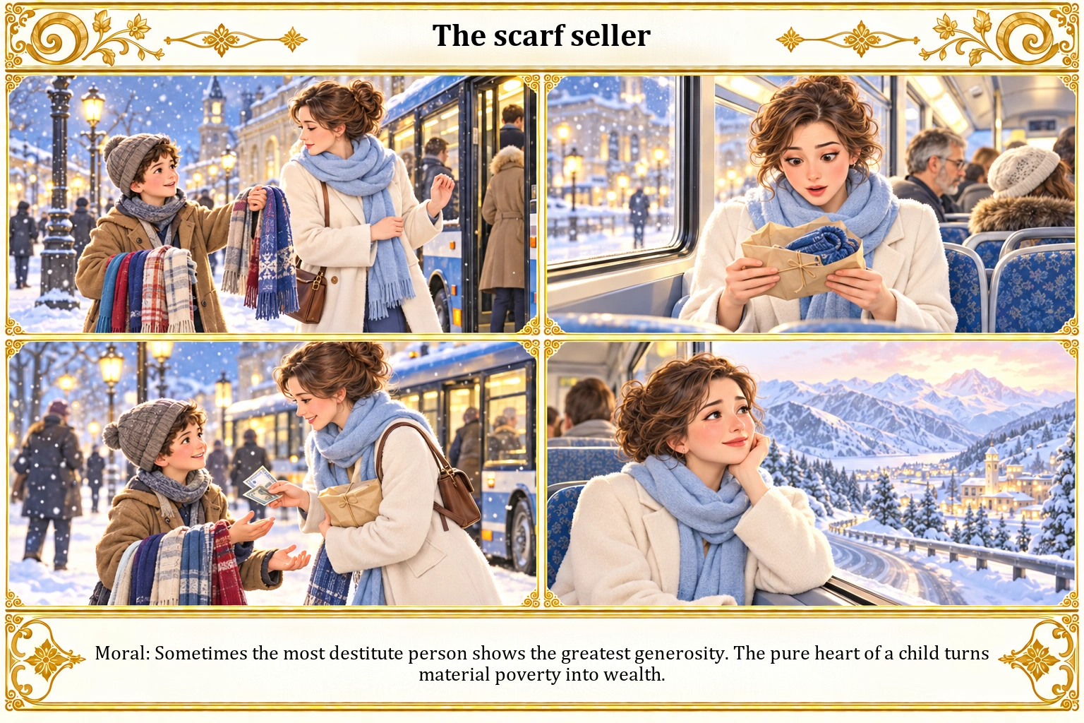 Illustration of The Scarf Seller