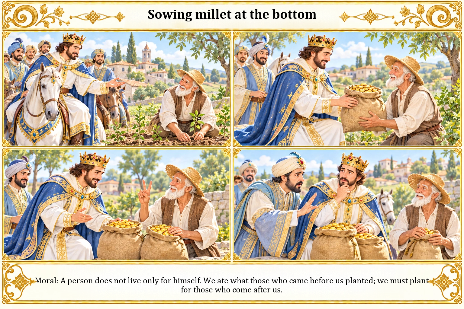 Illustration of Sowing Millet at the Bottom