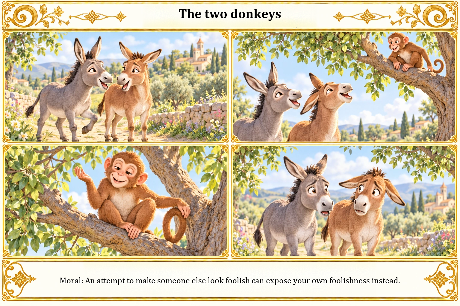 Illustration of The Two Donkeys