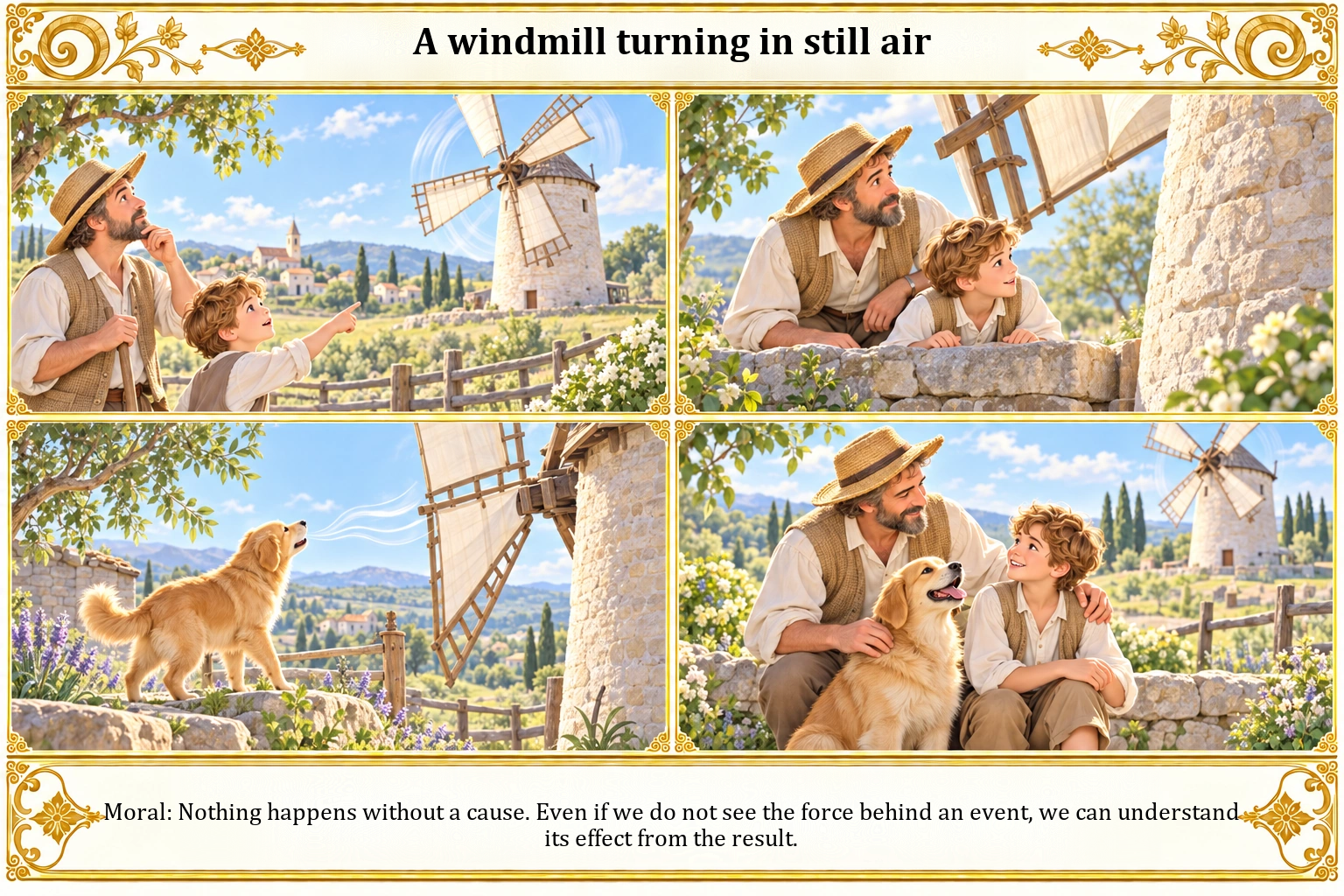 Illustration of A Windmill Turning in Still Air