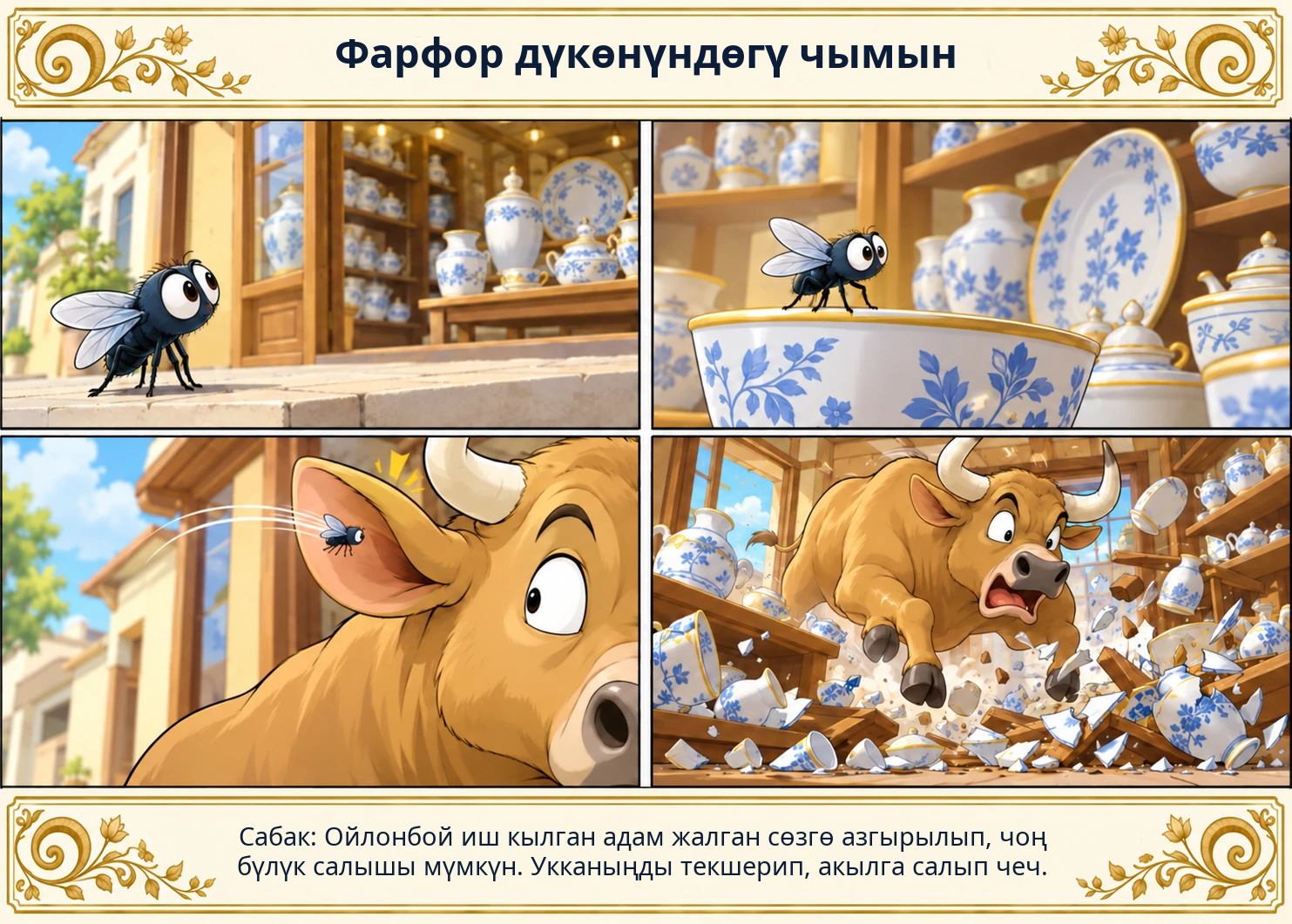 Фарфор дүкөнүндөгү чымын сүрөтү