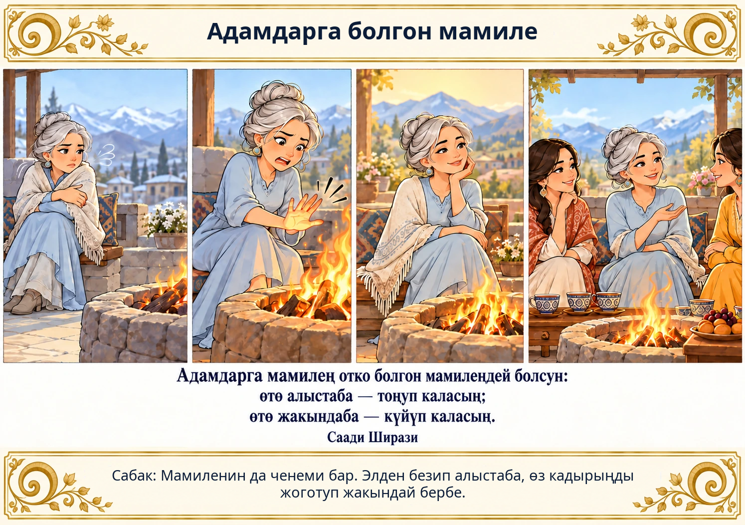 Адамдарга болгон мамиле сүрөтү