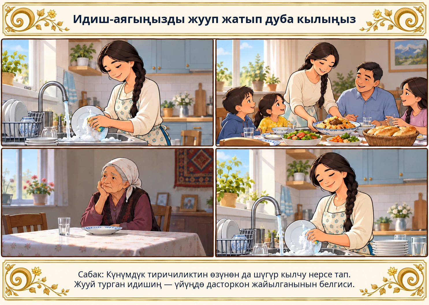 Идиш-аягыңызды жууп жатып дуба кылыңыз сүрөтү