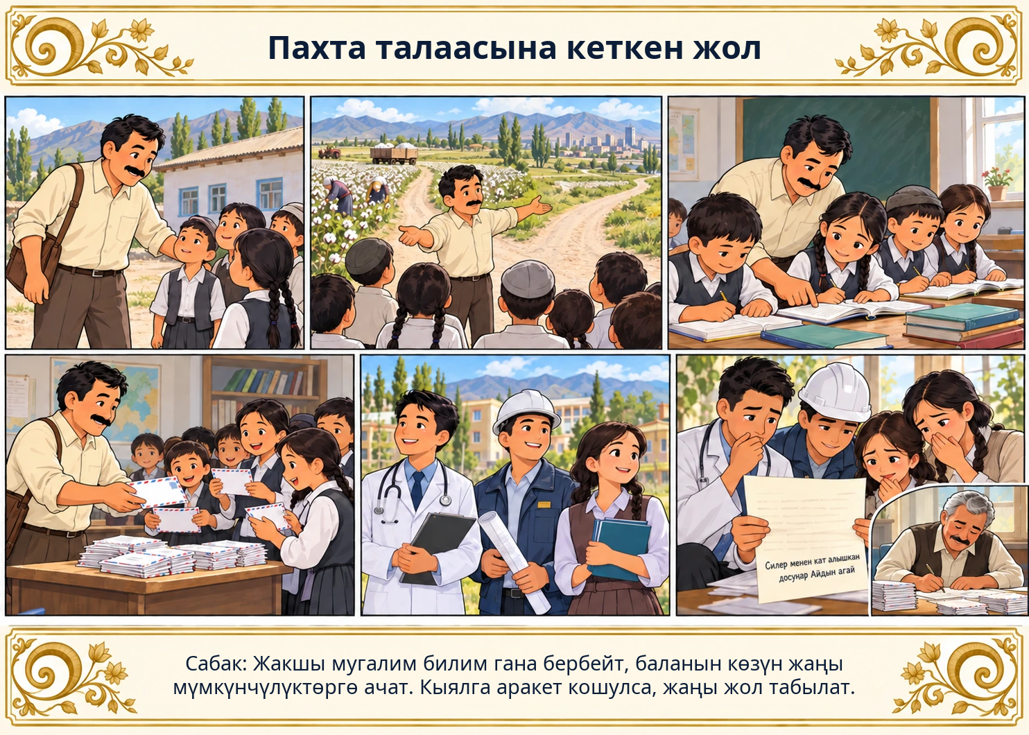 Пахта талаасына кеткен жол сүрөтү
