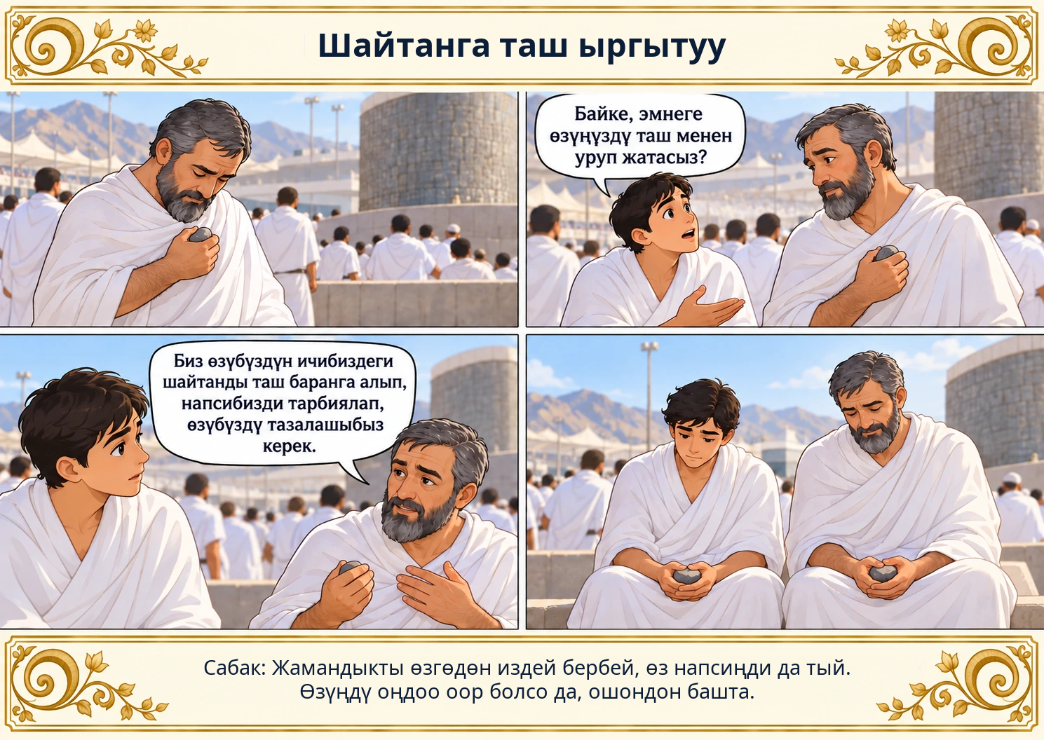 Шайтанга таш ыргытуу сүрөтү