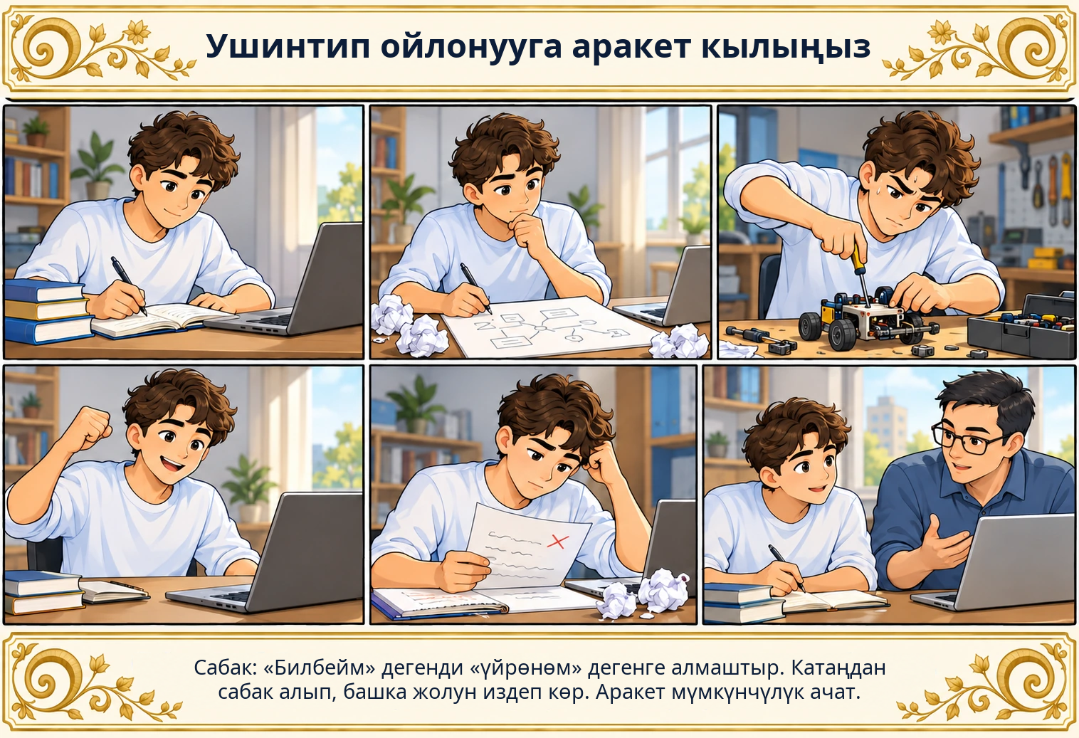 Ушинтип ойлонууга аракет кылыңыз сүрөтү
