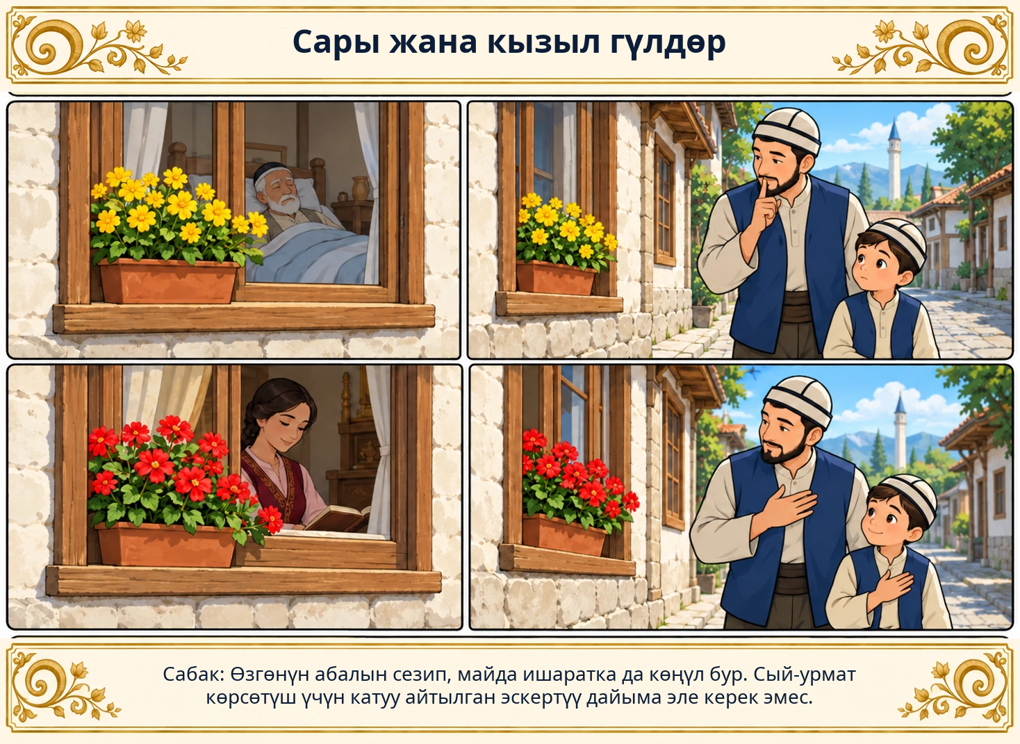 Сары жана кызыл гүлдөр сүрөтү