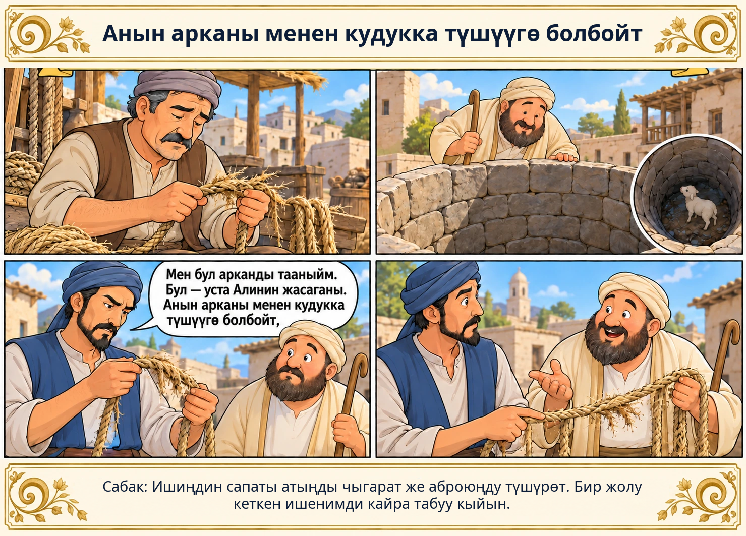 Анын арканы менен кудукка түшүүгө болбойт сүрөтү