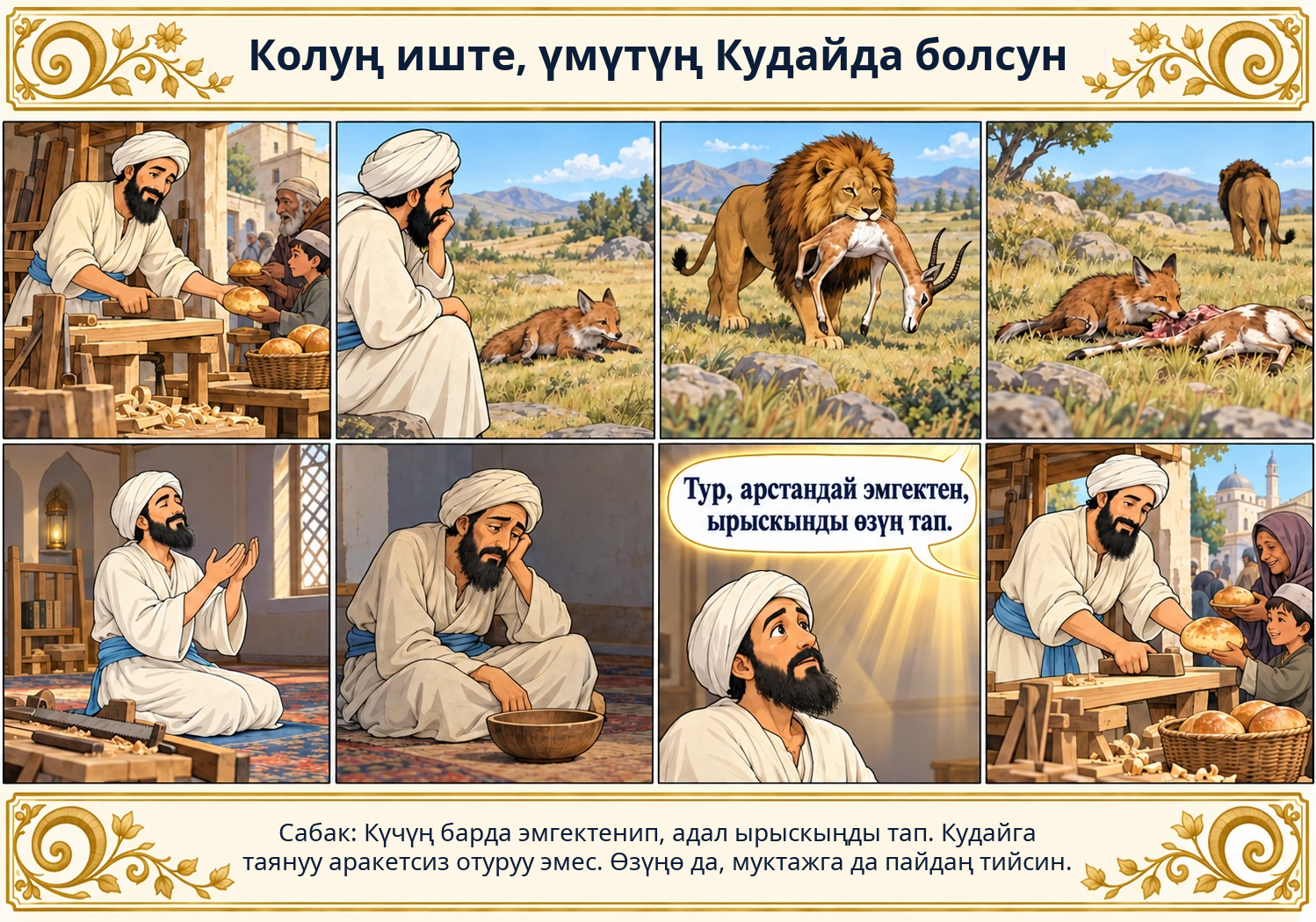 Колуң иште, үмүтүң Кудайда болсун сүрөтү