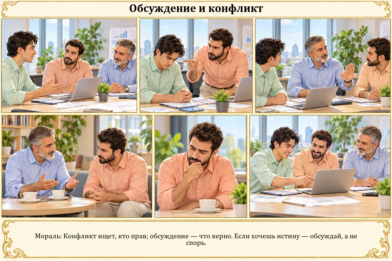 Иллюстрация: Обсуждение и конфликт