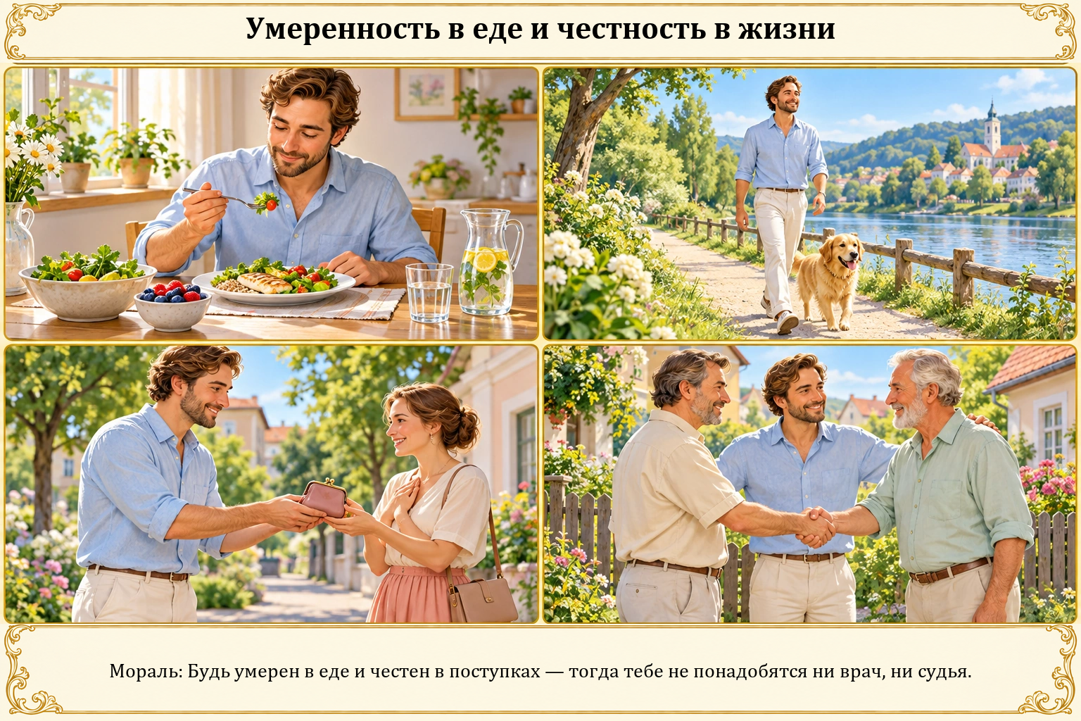 Иллюстрация: Умеренность в еде и честность в жизни
