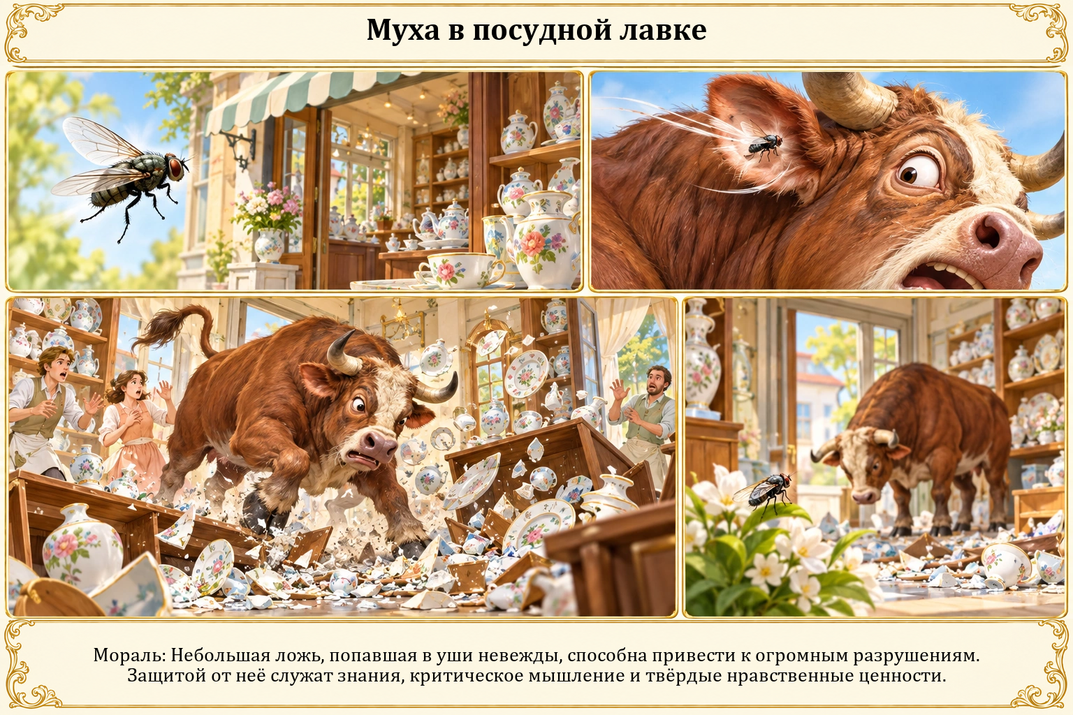 Иллюстрация: Муха в посудной лавке
