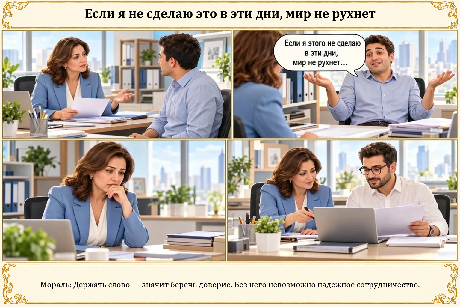 Иллюстрация: Если я не сделаю это в эти дни, мир не рухнет