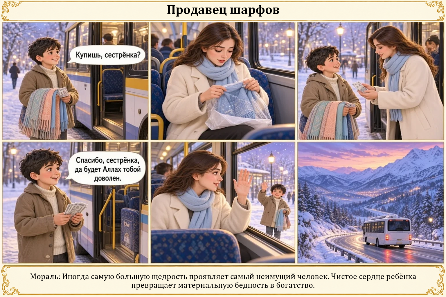 Иллюстрация: Продавец шарфов