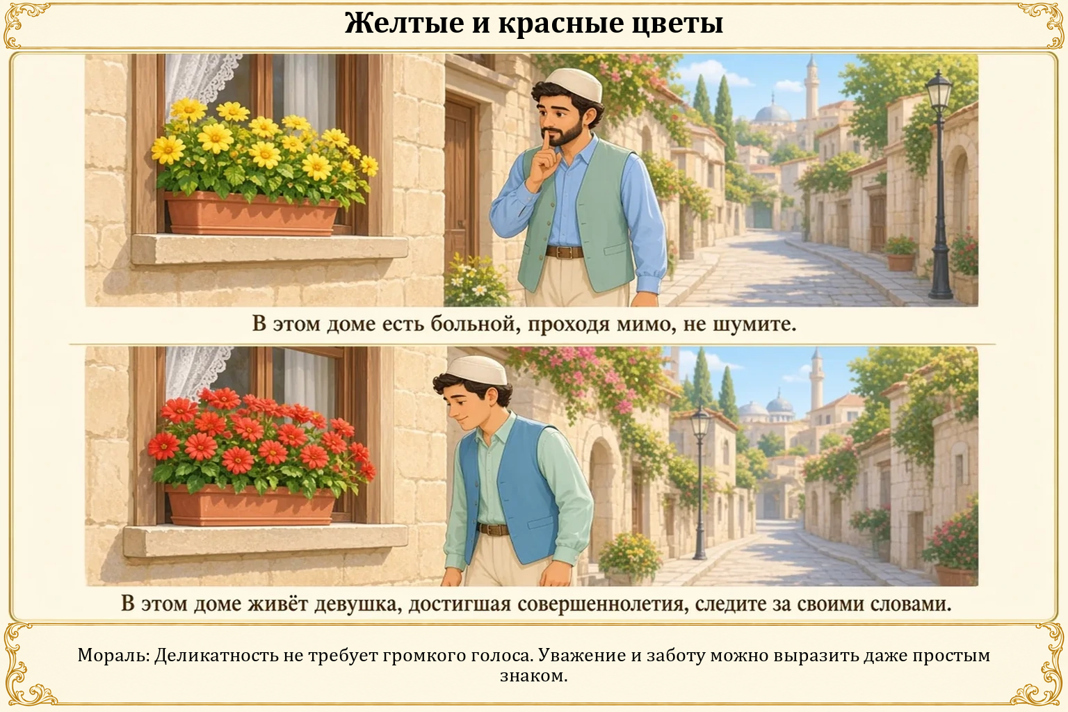 Иллюстрация: Жёлтые и красные цветы